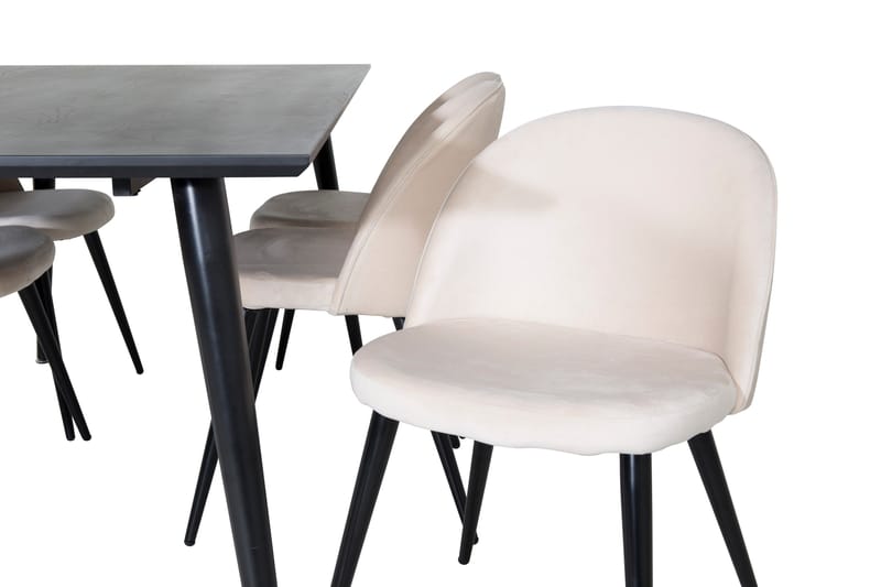 Dipp Matgrupp 180 cm Rektangulär med 6 Velvet stolar - Beige - Products - Möbler - Bord & matgrupp - Matgrupp