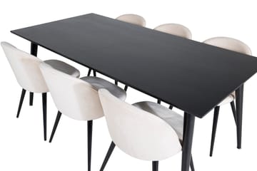 Dipp Matgrupp 180 cm Rektangulär med 6 Velvet stolar - Beige - Products - Möbler - Bord & matgrupp - Matgrupp