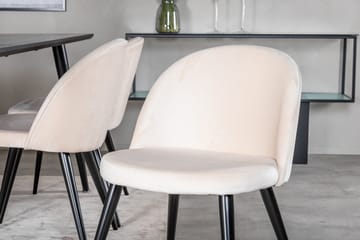 Dipp Matgrupp 180 cm Rektangulär med 6 Velvet stolar - Beige - Products - Möbler - Bord & matgrupp - Matgrupp