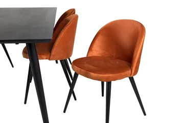 Dipp Matgrupp 180 cm Rektangulär med 6 Velvet stolar - Svart - Products - Möbler - Bord & matgrupp - Matgrupp
