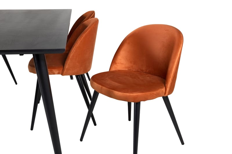Dipp Matgrupp 180 cm Rektangulär med 6 Velvet stolar - Svart - Products - Möbler - Bord & matgrupp - Matgrupp