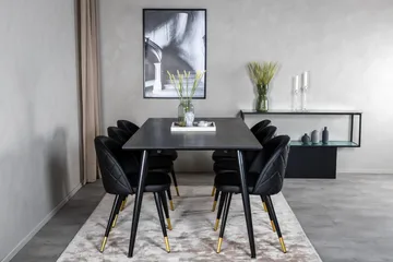 Dipp Matgrupp 180 cm Rektangulär med 6 Velvet stolar - Svart/Guld - Products - Möbler - Bord & matgrupp - Matgrupp
