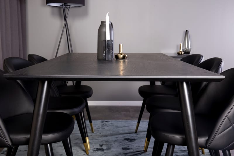 Dipp Matgrupp 180 cm Rektangulär med 6 Velvet stolar - Svart/Guld - Products - Möbler - Bord & matgrupp - Matgrupp