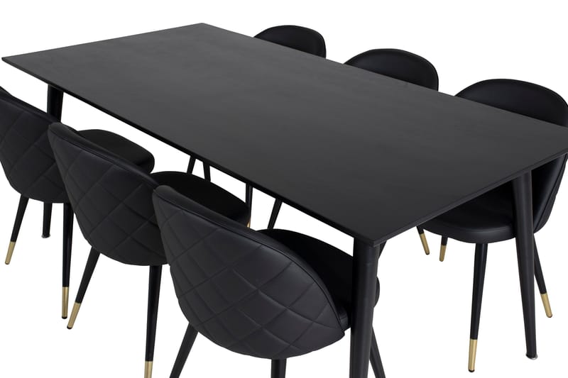 Dipp Matgrupp 180 cm Rektangulär med 6 Velvet stolar - Svart/Guld - Products - Möbler - Bord & matgrupp - Matgrupp