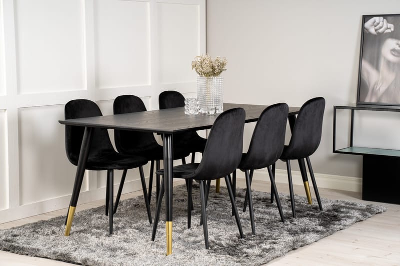 Dipp Matgrupp 180 cm Rektangulär med 6 Polar stolar - Svart/Guld - Products - Möbler - Bord & matgrupp - Matgrupp