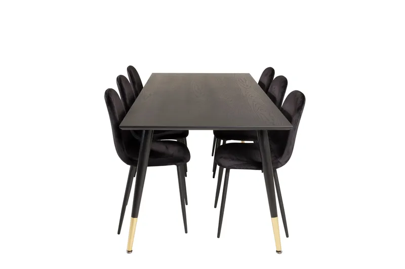 Dipp Matgrupp 180 cm Rektangulär med 6 Polar stolar - Svart/Guld - Products - Möbler - Bord & matgrupp - Matgrupp