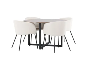 Durango Matgrupp 120 cm Rund med 4 Berit Stolar - Valnöt - Products - Möbler - Bord & matgrupp - Matgrupp