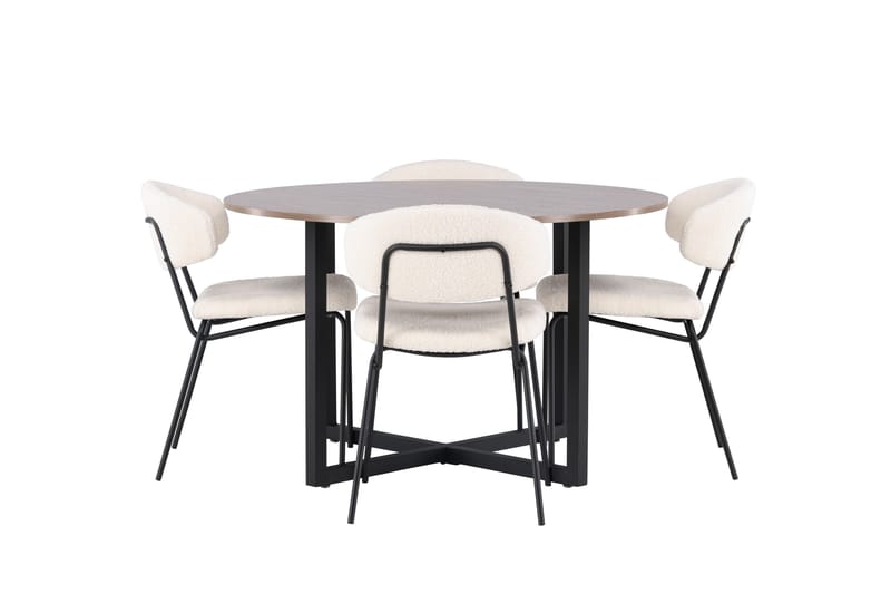 Durango Matgrupp 120 cm Rund med 4 Chico Stolar - Valnöt - Products - Möbler - Bord & matgrupp - Matgrupp