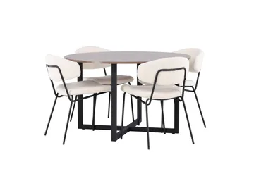 Durango Matgrupp 120 cm Rund med 4 Chico Stolar - Valnöt - Products - Möbler - Bord & matgrupp - Matgrupp