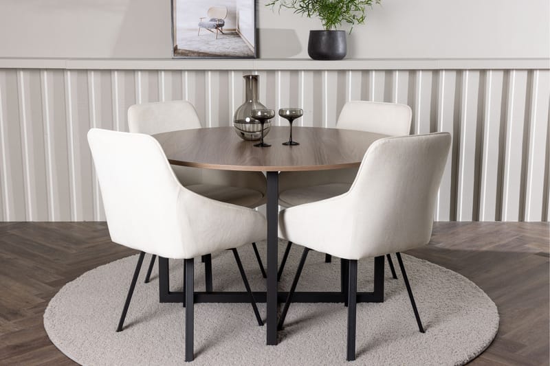 Durango Matgrupp 120 cm Rund med 4 Rosie Stolar - Valnöt - Products - Möbler - Bord & matgrupp - Matgrupp