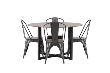 Durango Matgrupp 120 cm Rund med 4 Tempe Stolar - Valnöt - Products - Möbler - Bord & matgrupp - Matgrupp