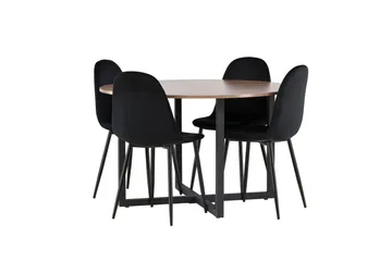 Durango Matgrupp 120 cm Rund med 4 Polar Stolar - Valnöt - Products - Möbler - Bord & matgrupp - Matgrupp
