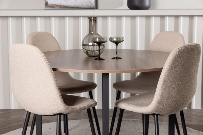 Durango Matgrupp 120 cm Rund med 4 Polar Stolar - Valnöt - Products - Möbler - Bord & matgrupp - Matgrupp