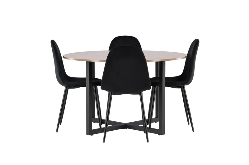Durango Matgrupp 120 cm Rund med 4 Polar Stolar - Valnöt - Products - Möbler - Bord & matgrupp - Matgrupp