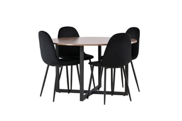 Durango Matgrupp 120 cm Rund med 4 Polar Stolar - Valnöt - Products - Möbler - Bord & matgrupp - Matgrupp