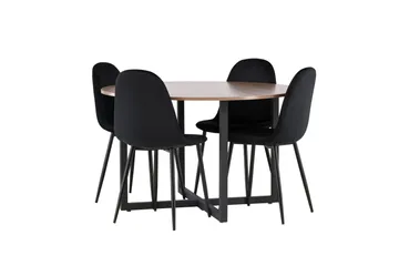 Durango Matgrupp 120 cm Rund med 4 Polar Stolar - Valnöt - Products - Möbler - Bord & matgrupp - Matgrupp