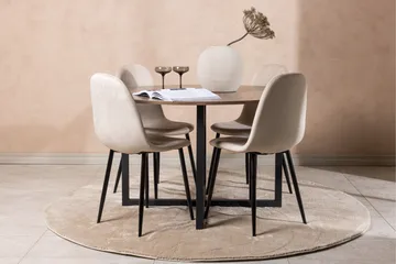 Durango Matgrupp 120 cm Rund med 4 Polar Stolar - Valnöt - Products - Möbler - Bord & matgrupp - Matgrupp