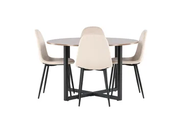 Durango Matgrupp 120 cm Rund med 4 Polar Stolar - Valnöt - Products - Möbler - Bord & matgrupp - Matgrupp