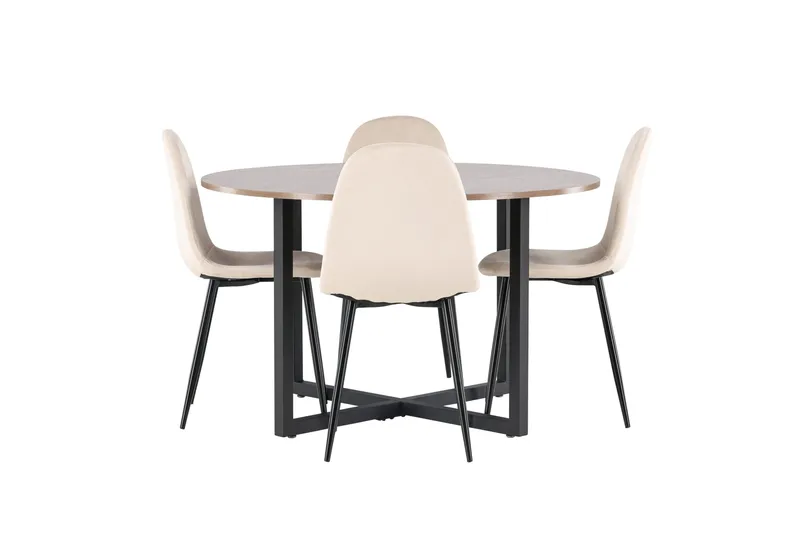 Durango Matgrupp 120 cm Rund med 4 Polar Stolar - Valnöt - Products - Möbler - Bord & matgrupp - Matgrupp