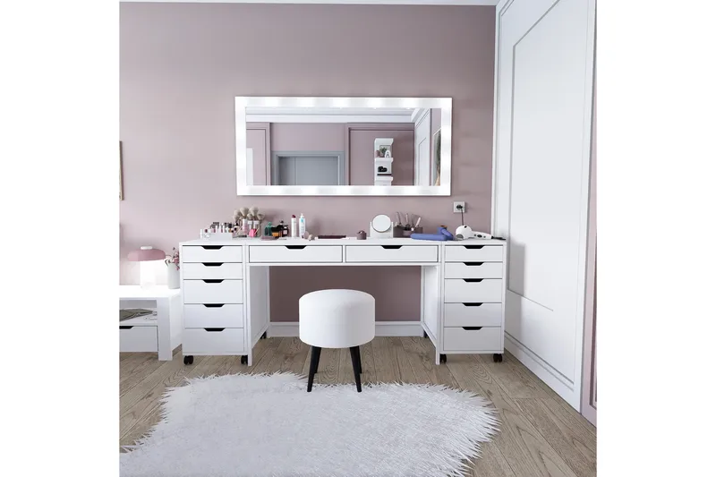 Durusu Sminkbord 200 cm, Mattvit