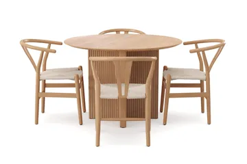 Edda Matgrupp runt 110 cm Ek med 4 Dastoori Matstolar - Ek - Products - Möbler - Bord & matgrupp - Matgrupp