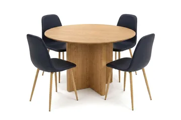 Edda Matgrupp runt 110 cm Ek med 4 Nibe Matstolar - Ek - Products - Möbler - Bord & matgrupp - Matgrupp