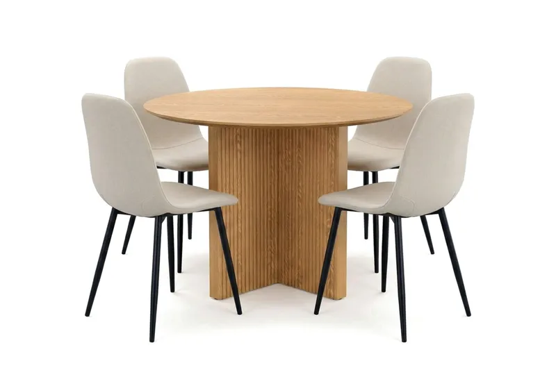 Edda Matgrupp runt 110 cm Ek med 4 Nibe Matstolar - Ek - Products - Möbler - Bord & matgrupp - Matgrupp