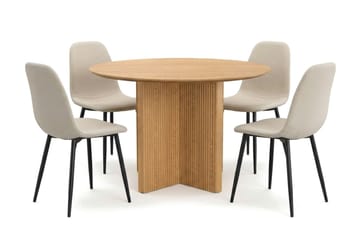 Edda Matgrupp runt 110 cm Ek med 4 Nibe Matstolar - Ek - Products - Möbler - Bord & matgrupp - Matgrupp