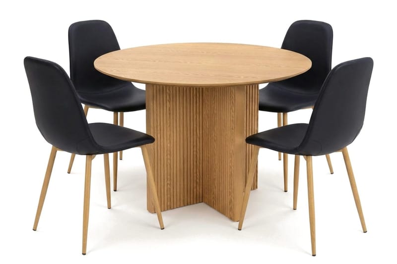 Edda Matgrupp runt 110 cm Ek med 4 Nibe Matstolar - Ek - Products - Möbler - Bord & matgrupp - Matgrupp