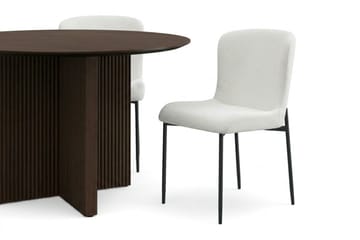 Edda Matgrupp runt 110 cm Rökt Ek med 4 Elsie Matstolar - Rökt ek/Vit - Products - Möbler - Bord & matgrupp - Matgrupp