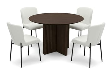 Edda Matgrupp runt 110 cm Rökt Ek med 4 Elsie Matstolar - Rökt ek/Vit - Products - Möbler - Bord & matgrupp - Matgrupp