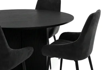 Edda Matgrupp runt 110 cm Svart med 4 Alsarp Matstolar - Svart - Products - Möbler - Bord & matgrupp - Matgrupp