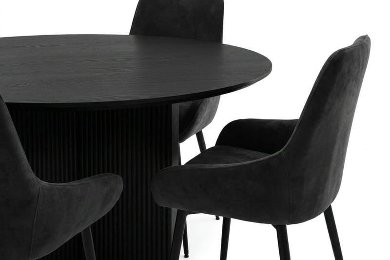 Edda Matgrupp runt 110 cm Svart med 4 Alsarp Matstolar - Svart - Products - Möbler - Bord & matgrupp - Matgrupp