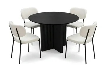 Edda Matgrupp runt 110 cm Svart med 4 Gemmiano Matstolar - Svart - Products - Möbler - Bord & matgrupp - Matgrupp