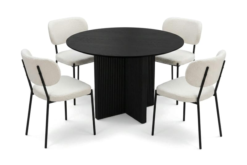 Edda Matgrupp runt 110 cm Svart med 4 Gemmiano Matstolar - Svart - Products - Möbler - Bord & matgrupp - Matgrupp