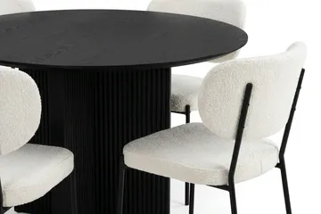 Edda Matgrupp runt 110 cm Svart med 4 Gemmiano Matstolar - Svart - Products - Möbler - Bord & matgrupp - Matgrupp