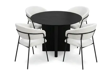 Edda Matgrupp runt 110 cm Svart med 4 Karol Matstolar - Svart - Products - Möbler - Bord & matgrupp - Matgrupp