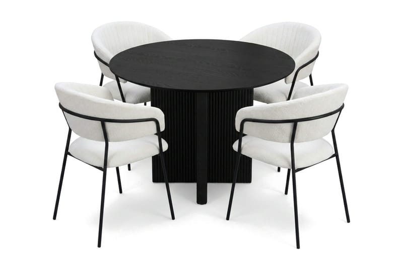 Edda Matgrupp runt 110 cm Svart med 4 Karol Matstolar - Svart - Products - Möbler - Bord & matgrupp - Matgrupp