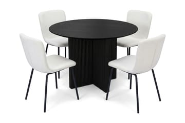 Edda Matgrupp runt 110 cm Svart med 4 Katy Matstolar - Svartlaserad ek - Products - Möbler - Bord & matgrupp - Matgrupp