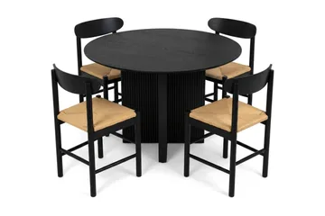 Edda Matgrupp runt 110 cm Svart med 4 Malte Matstolar - Products - Möbler - Bord & matgrupp - Matgrupp
