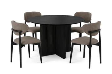 Edda Matgrupp runt 110 cm Svart med 4 Molly Matstolar - Svart - Products - Möbler - Bord & matgrupp - Matgrupp