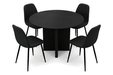 Edda Matgrupp runt 110 cm Svart med 4 Nibe Matstolar - Svartlaserad ek - Products - Möbler - Bord & matgrupp - Matgrupp