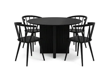 Edda Matgrupp runt 110 cm Svart med 4 Tyrö Matstolar - Svart - Products - Möbler - Bord & matgrupp - Matgrupp