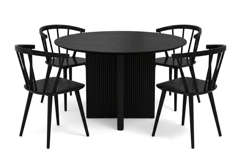 Edda Matgrupp runt 110 cm Svart med 4 Tyrö Matstolar - Svart - Products - Möbler - Bord & matgrupp - Matgrupp