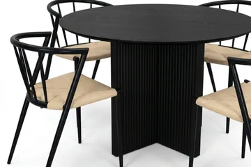 Edda Matgrupp runt 110 cm Svart med 4 Winston Matstolar - Svart - Products - Möbler - Bord & matgrupp - Matgrupp