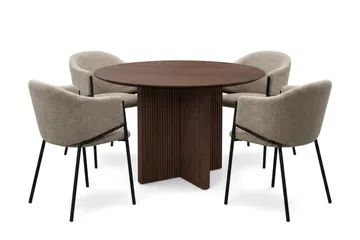 Edda Matgrupp runt 110 cm Valnöt med 4 Filip Matstolar - Valnöt - Products - Möbler - Bord & matgrupp - Matgrupp