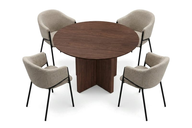 Edda Matgrupp runt 110 cm Valnöt med 4 Filip Matstolar - Valnöt - Products - Möbler - Bord & matgrupp - Matgrupp