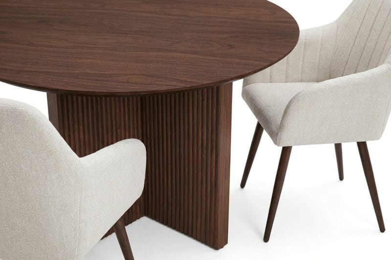 Edda Matgrupp runt 110 cm Valnöt med 4 Filippa Matstolar - Valnöt - Products - Möbler - Bord & matgrupp - Matgrupp