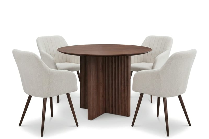 Edda Matgrupp runt 110 cm Valnöt med 4 Filippa Matstolar - Valnöt - Products - Möbler - Bord & matgrupp - Matgrupp