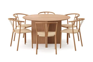 Edda Matgrupp runt 130 cm Ek med 6 Elysia Matstolar - Ek - Products - Möbler - Bord & matgrupp - Matgrupp